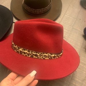 Fedora red leopard hat